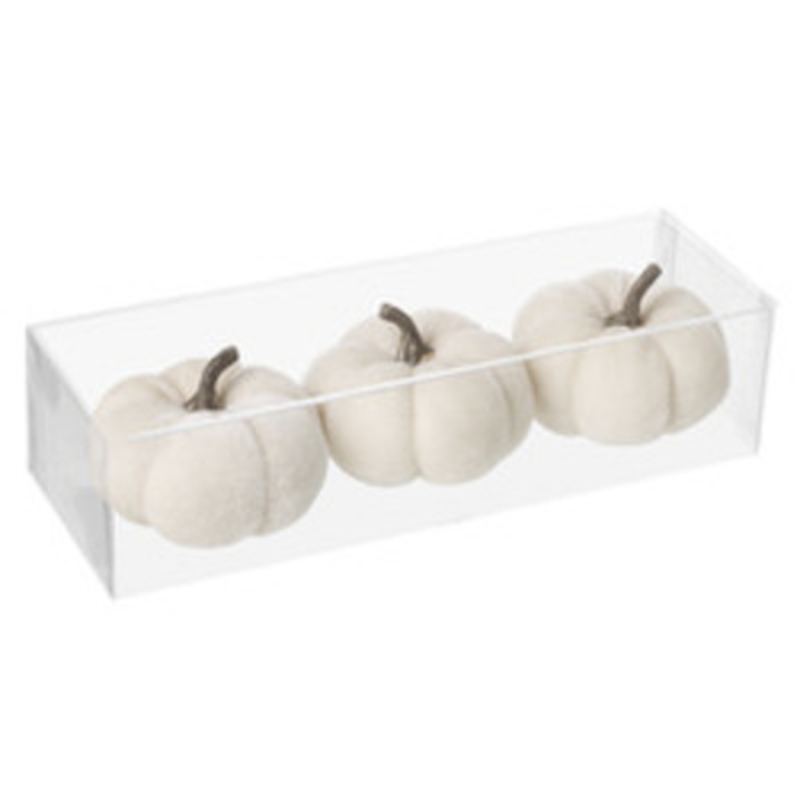 Set of 3 White Velvet Pumpkins by Heaven Sends
